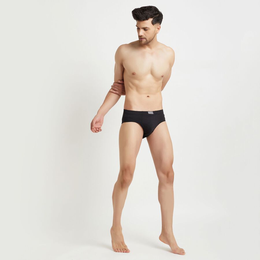 Cotton Solid Brief, Black, large