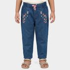 Girls Blue Straight Fit Embroidered Jeans, Mid Blue, small