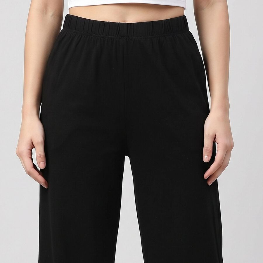 Women's Black Palazzos, काला, large