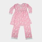 Girls Pink Round Neck Fusion Set Upper and Bottom Set, Light Pink, small