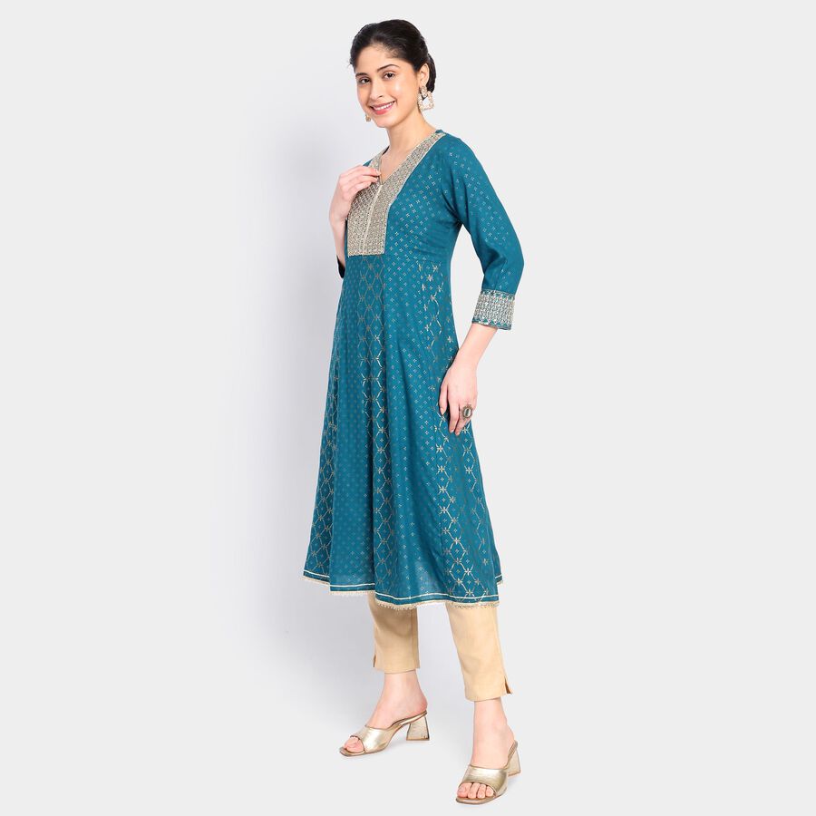 Ladies' Kurta, Teal Blue, large image number null