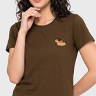 Women's Olive Green Round Neck Regular T-Shirt, Olive, small