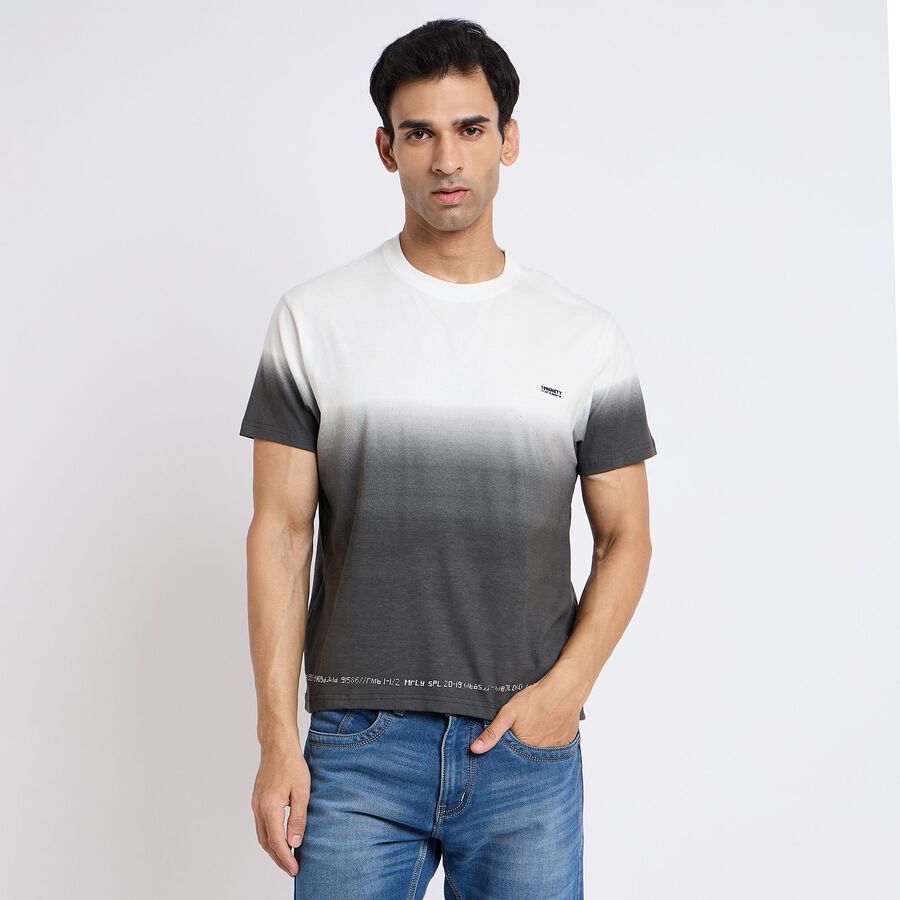 Men's 100% Cotton Round Neck Half Sleeves T-Shirt, काला, large image number null