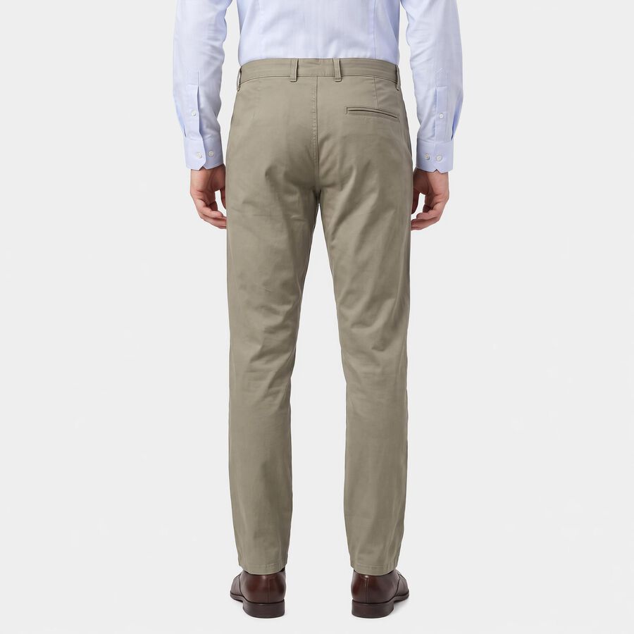 Men's Light Grey Slim Fit Flat-Front Chino Trousers, Light Grey, large