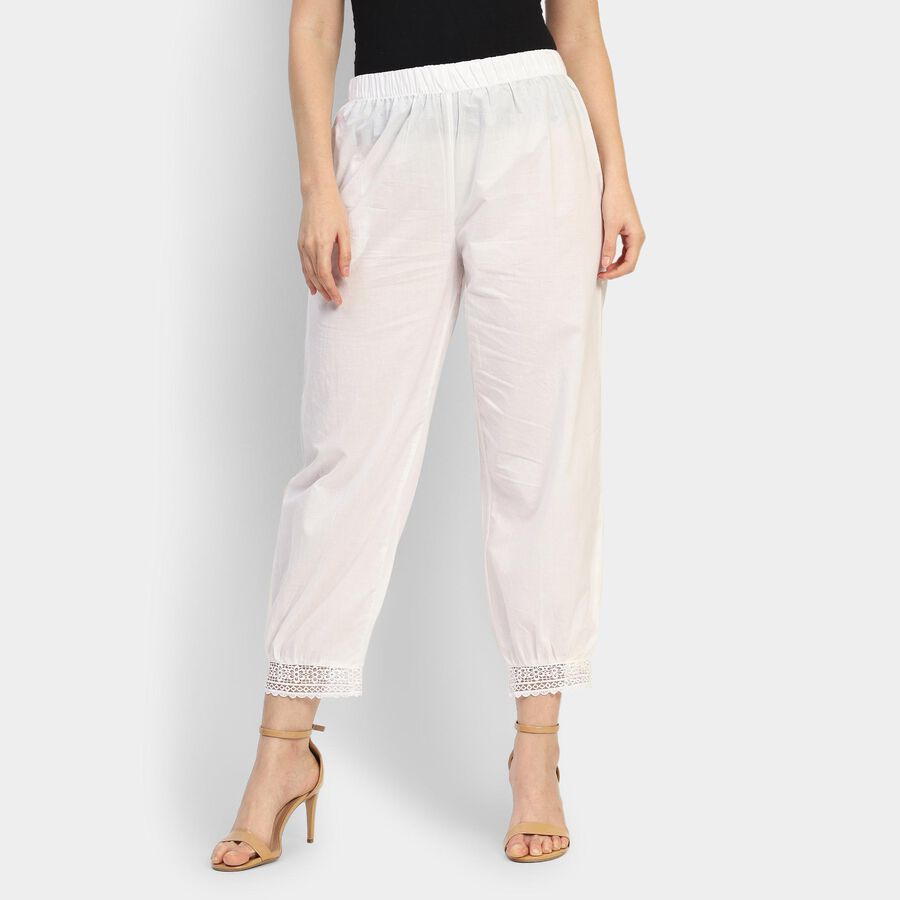 Ladies' 100% Cotton Palazzos , Off White, large image number null