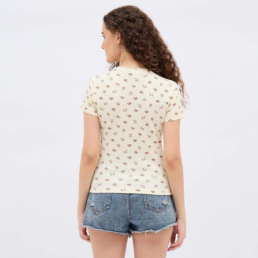 Ladies' Round Neck T-Shirt , Off White, large image number null