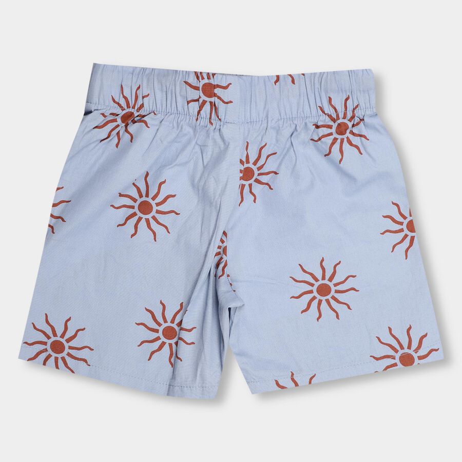 Boys' Light Powder Blue Printed Elastic Waist Bermuda Shorts, Light Blue, large image number null