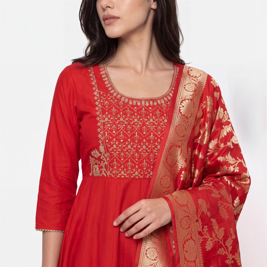 Women's Red Embroidered Ethnic Set, Red, large