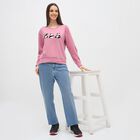 Women's Muted Pink Crew Neck Casual Sweatshirt, गुलाबी, small image number null
