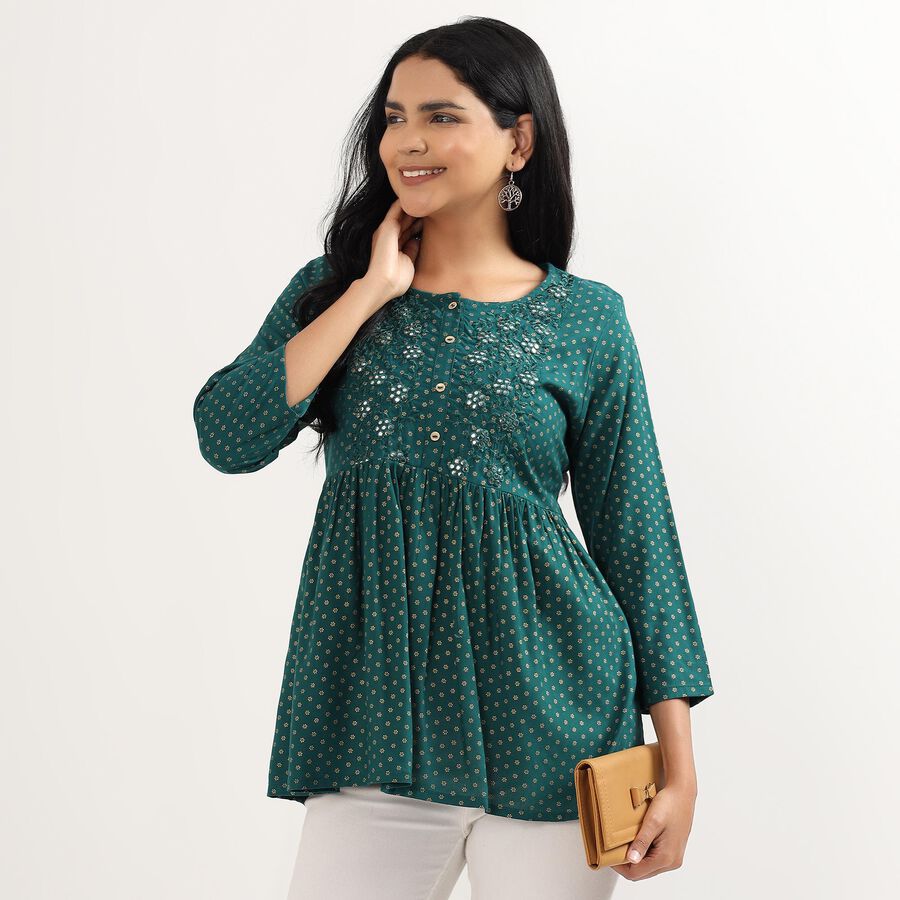 Ladies' Kurti, गहरा हरा, large image number null