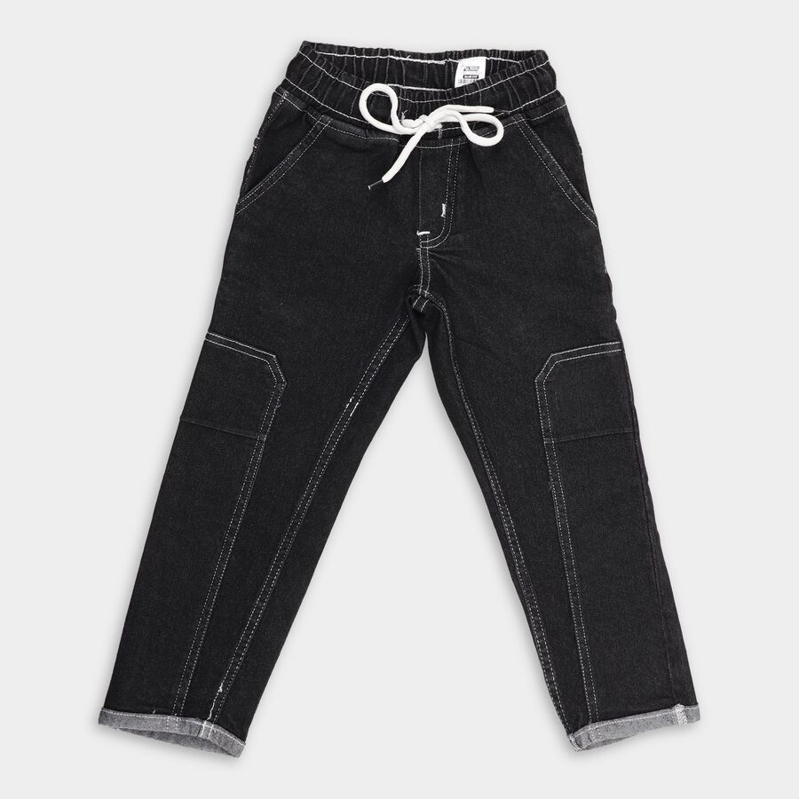 Boys' 100% Cotton Jeans , काला, large image number null