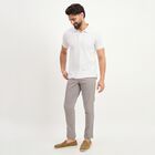 Men's Light Grey Slim Fit Casual Trousers, हल्का ग्रे, small