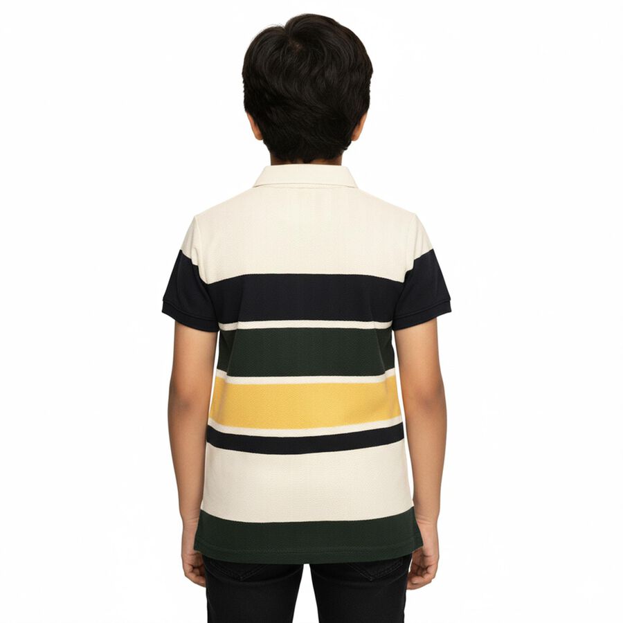 Boys Mustard Yellow and Forest Green Polo Neck Casual T-Shirt, पीला, large image number null