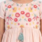 Girls Light Pink Round Neck Fusion Set Upper and Bottom Set, Light Pink, small