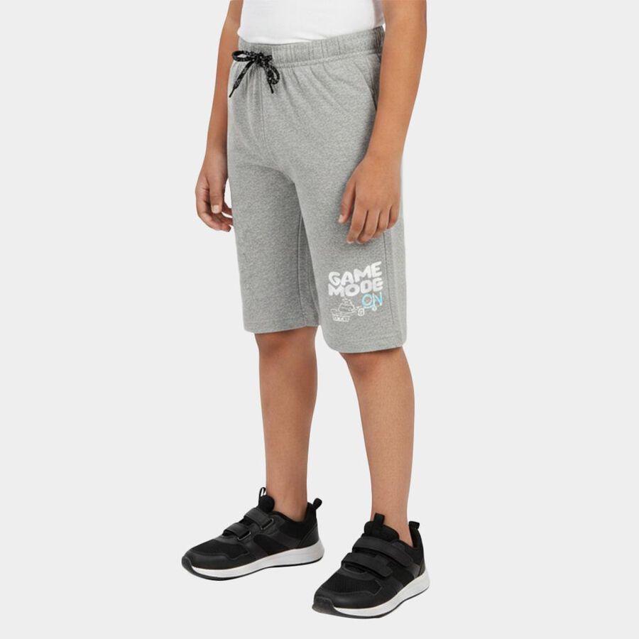 Boys Grey Regular Fit Graphic Print Jamaican Shorts, Light Grey, large