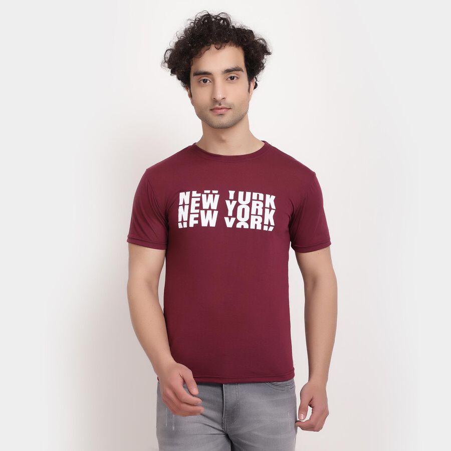 राउन्ड नेक टी-शर्ट, वाइन, large image number null