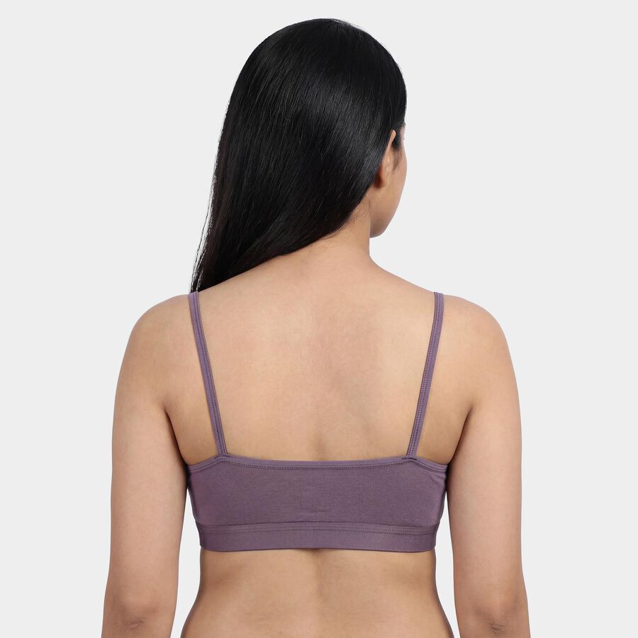 Women's Purple Cotton Blend Scoop Neck Wireless Bra, Purple, large