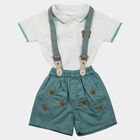 Infants' Teal Polo Neck Embroidered Baba Suit, Teal Blue, small