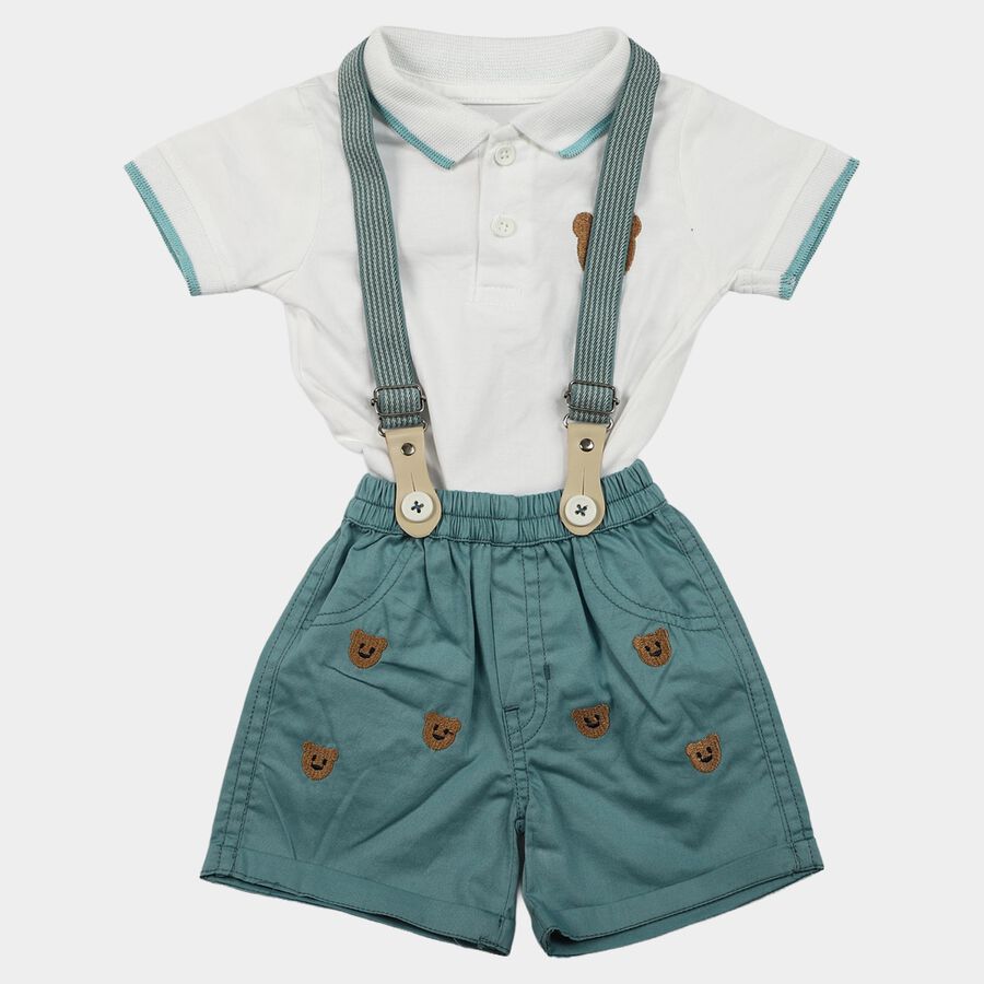 Infants' Teal Polo Neck Embroidered Baba Suit, Teal Blue, large