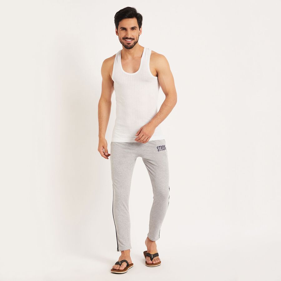 Cottton Solid Vest, White, large