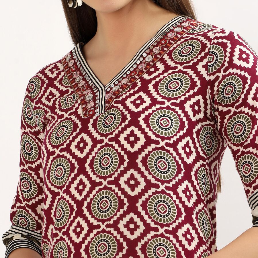 Women's Burgundy Solid Ethnic Set, Wine, large