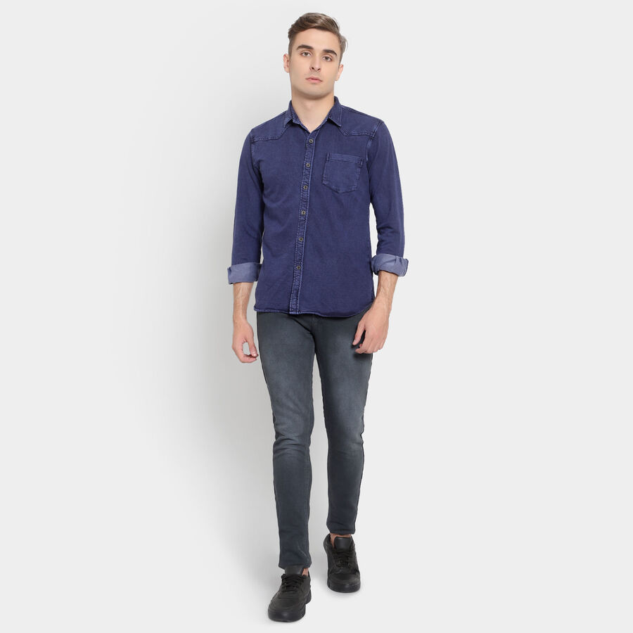 Solid Casual Shirt, Mid Blue, large image number null