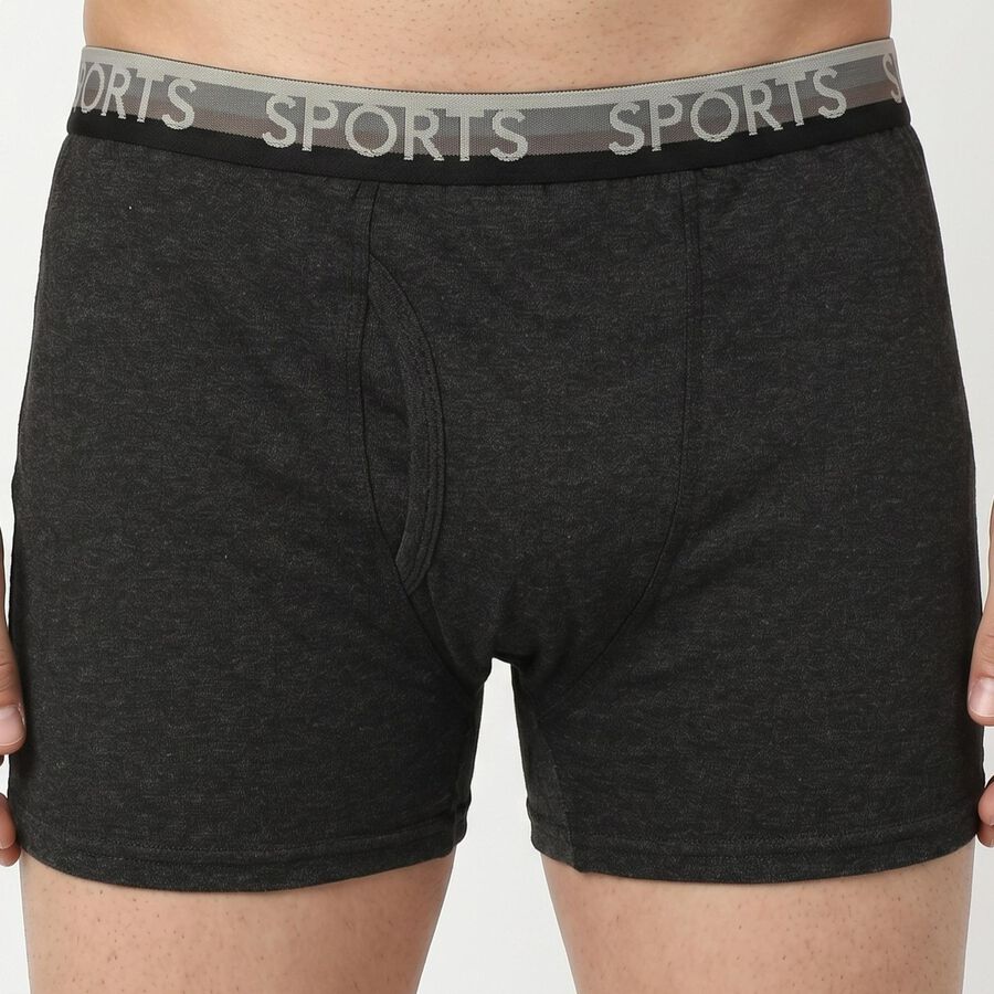 Men's Charcoal Regular Fit Sports Waistband Trunks, Charcoal, large