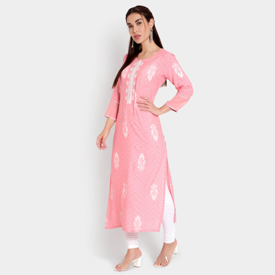 Solid Bell Sleeves Kurta, Light Pink, large image number null