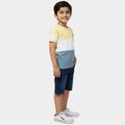 Boys' Yellow Cotton Round Neck Color-Blocked Baba Suit, Yellow, small
