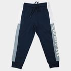 Boys Blue Jogger Slogan Print Pyjama, नेवी ब्लू, small