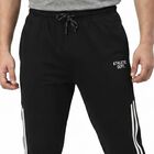 Men's Black Jogger Fit Side-Striped Track Pants, Black, small