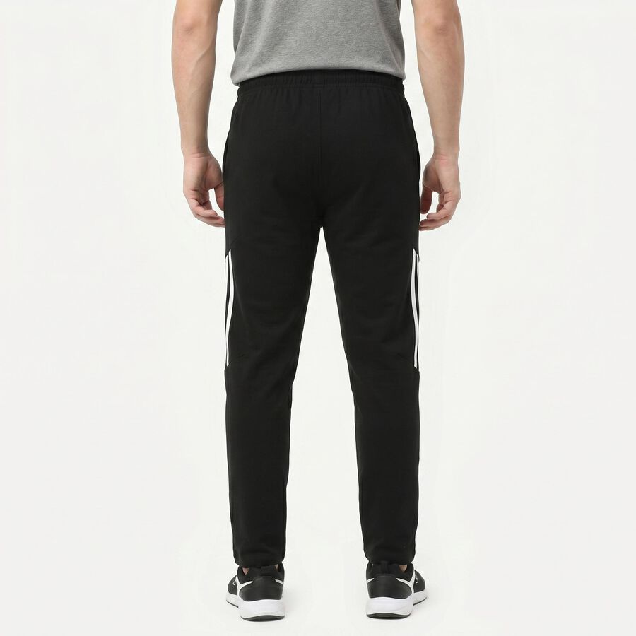 Men's Black Jogger Fit Side-Striped Track Pants, Black, large