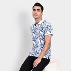 Men's 100% Cotton Collared Half Sleeves T-Shirt, गहरा नीला, small