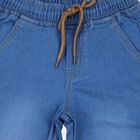 Boys Light Blue Straight Fit Drawstring Waist Jeans, हल्का नीला, small