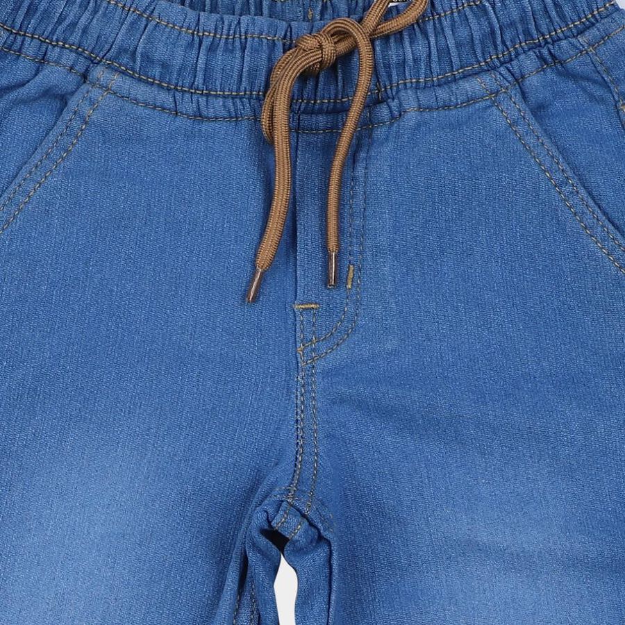 Boys Light Blue Straight Fit Drawstring Waist Jeans, हल्का नीला, large