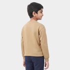 Boys' Beige Crew Neck Graphic Print Sweatshirt, गहरा पीला, small