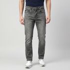 Men's Grey Slim Fit Faded Jeans, हल्का ग्रे, small