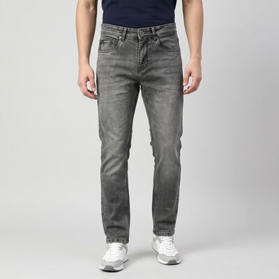 Men's Grey Slim Fit Faded Jeans
