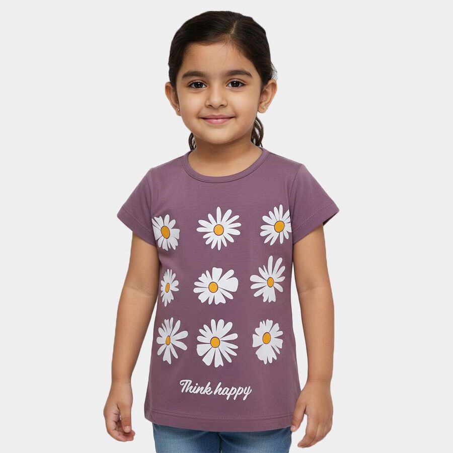 Girls' T-Shirt, बैंगनी, large