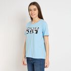 Ladies' 100% Cotton Round Neck T-Shirt, हल्का नीला, small image number null