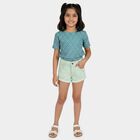 Girls' Light Green Regular Fit Casual Shorts, हल्का हरा, small