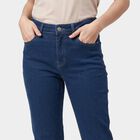 Women's Blue Straight Fit Clean Look Jeans, Mid Blue, small