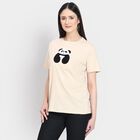 Ladies' 100% Cotton Round Neck T-Shirt , Beige, small