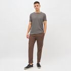 Men's Dark Grey Round Neck Athleisure T-Shirt, Dark Grey, small