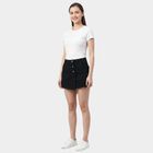 Women's Black Regular Fit High-Rise Denim Shorts, काला, small