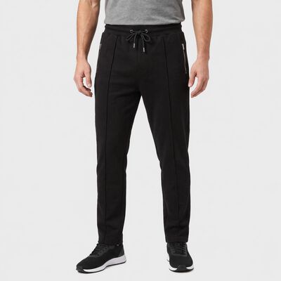 Men's Black Straight Fit Zip Pocket Track Pants