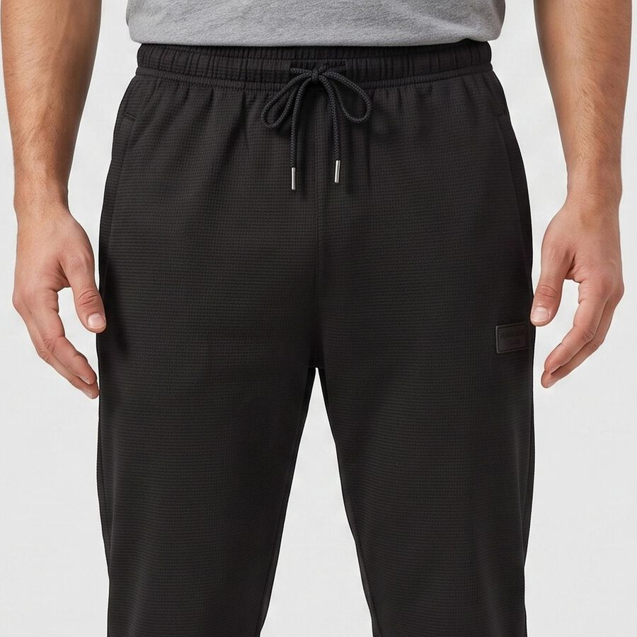 Men's Black Jogger Fit Side-Striped Track Pants, Black, large