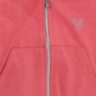 Girls Coral Pink Hooded Casual Sweatshirt, Coral, small image number null