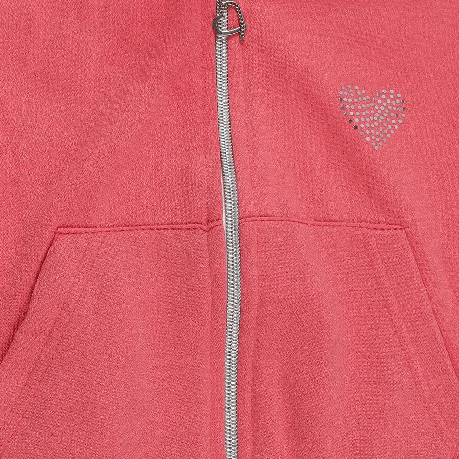 Girls Coral Pink Hooded Casual Sweatshirt, Coral, large image number null