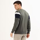 Men's Olive Green Crew Neck Casual Sweatshirt, Dark Green, small image number null